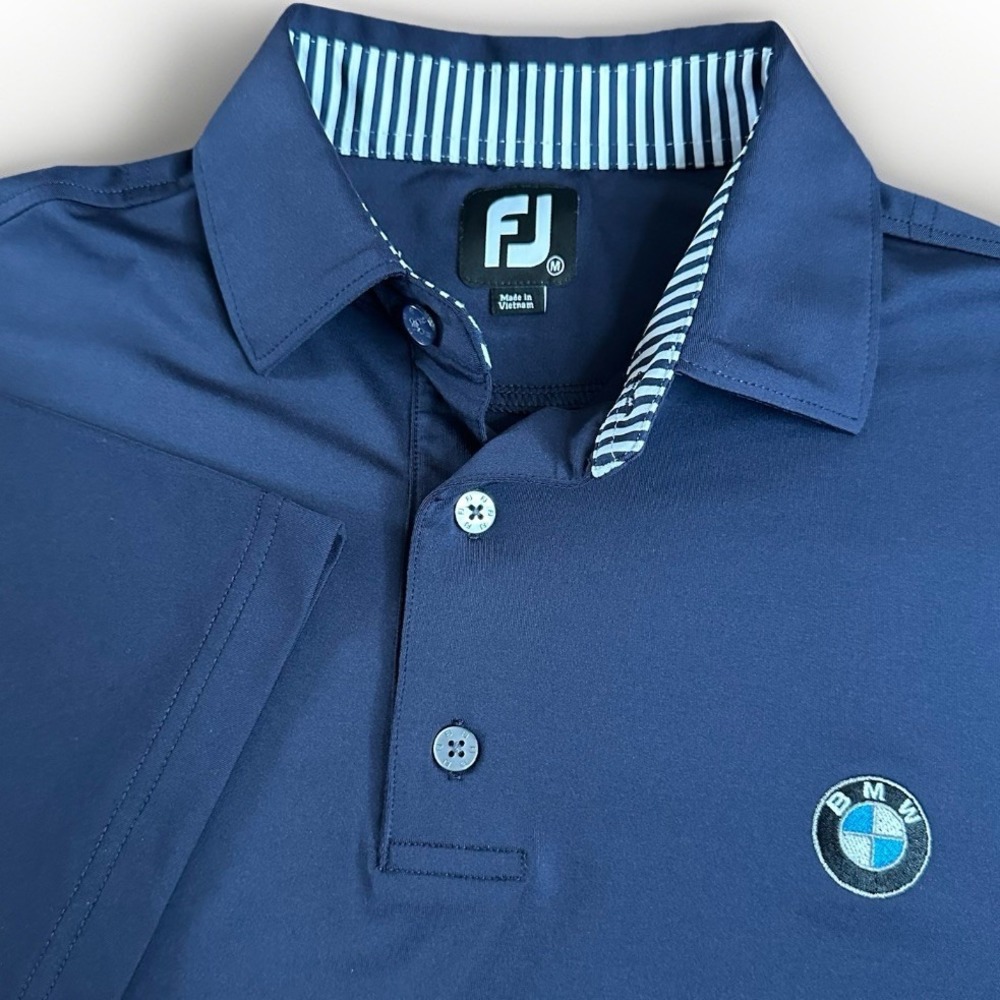 FootJoy BMW Championship Golf Polo Shirt Mens Medium Navy Blue Performance Logo
